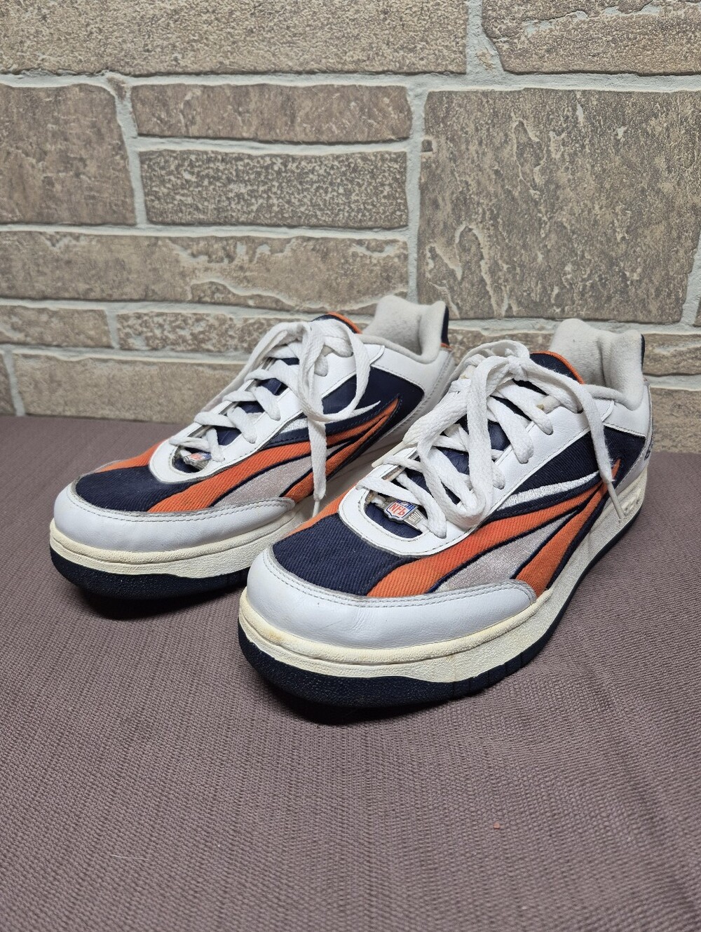 Men's Athletic Sneakers - Navy, Orange & White NFL Denver Broncos 9.5
